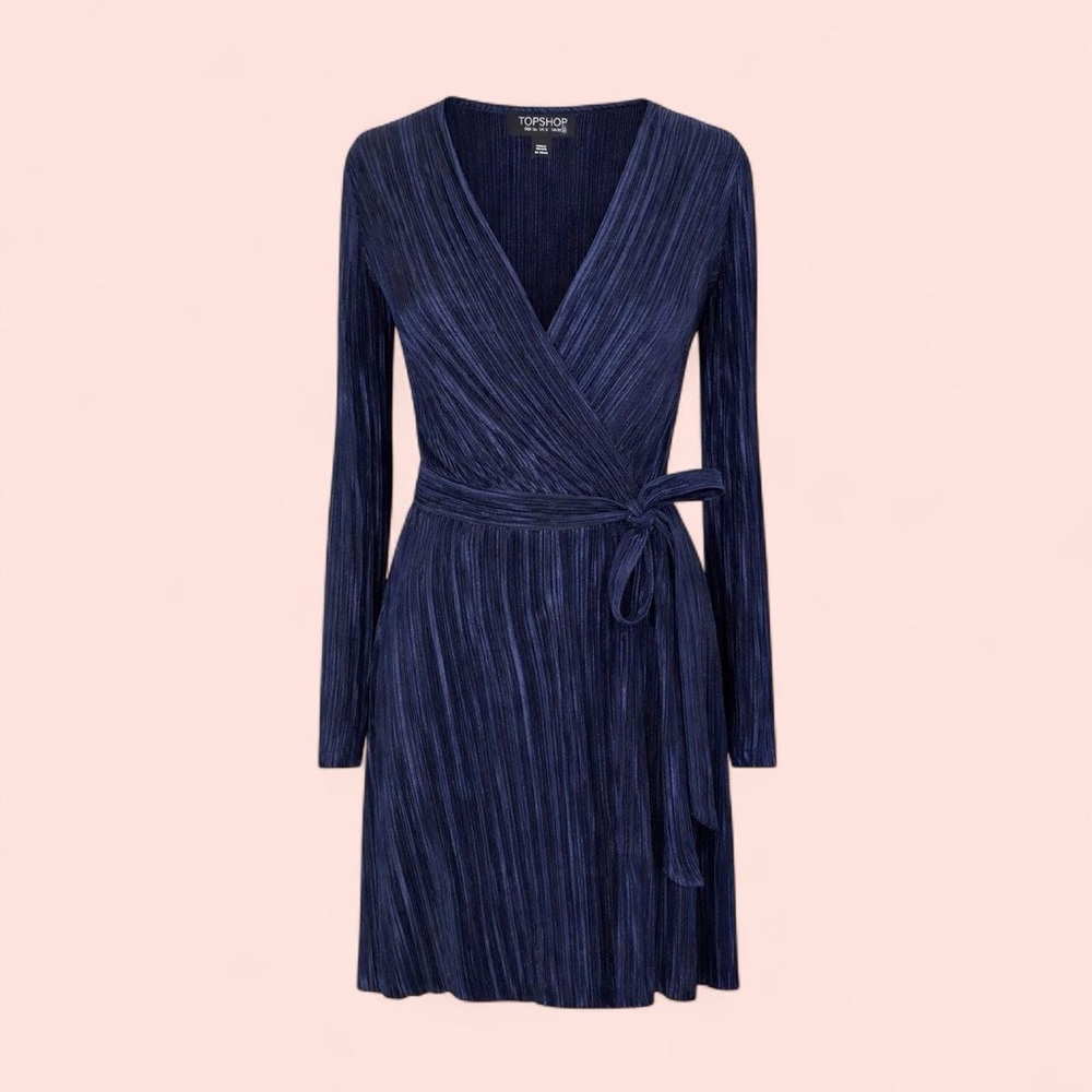 Topshop Deep Blue Long Sleeve Dress